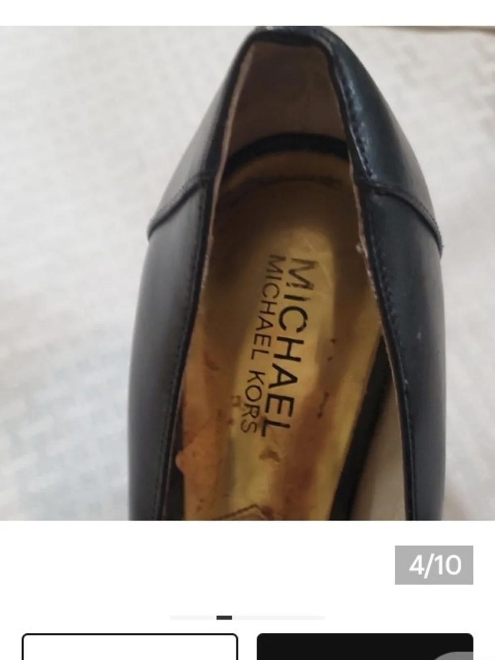 Michael Kors Black Leather Peep-Toe Wedge Pumps with Gold Logo